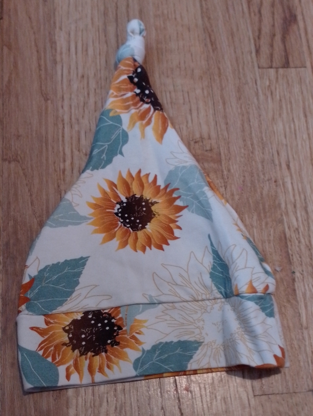 Sunflower Print Baby Knot Hat - White & Yellow 5$ Add To Bundle